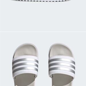 Adidas Women's Silver Slides - Adilette Platform Slide Sandal